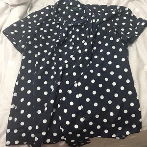 J crew polka dot tie blouse